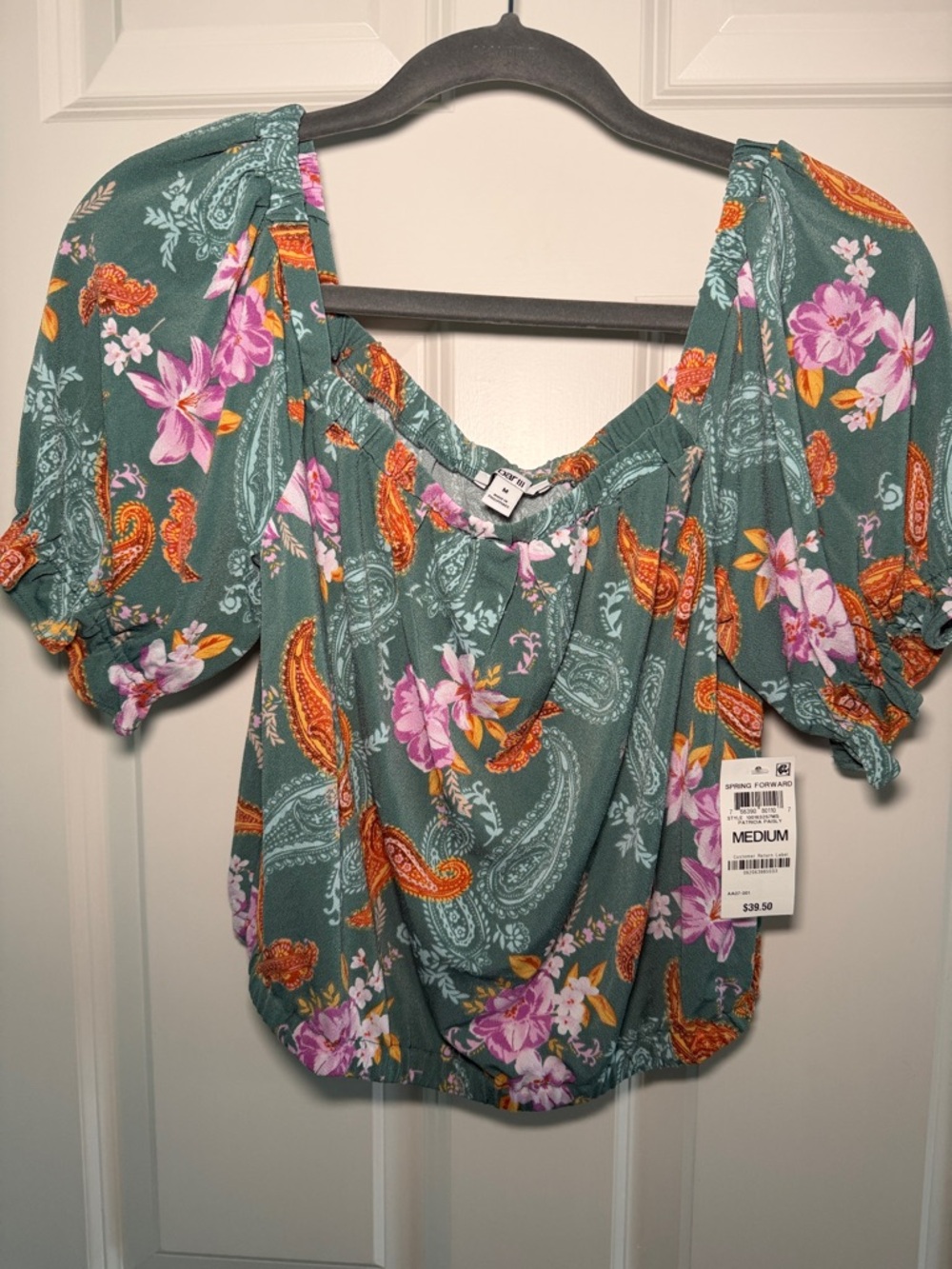 Green Floral Off-Shoulder Top